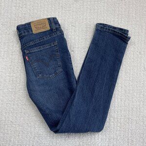 Levis Girlfriend Jeans Adjustable Girl Kids Size 10 Regular Dark Blue